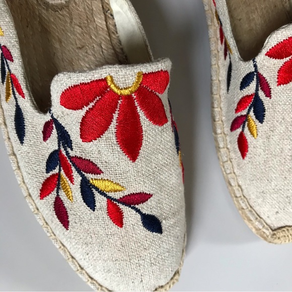 Soludos • 8 • Flat Espadrilles Slides Embroidered Floral Leaf Print - Picture 2 of 5